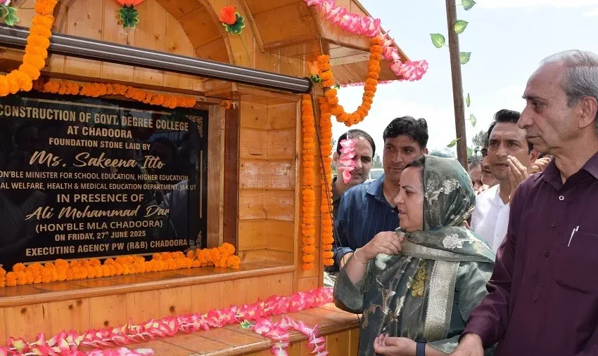  Sakeena Itoo lays foundation stone of main building, administrative block of GDC Chadoora